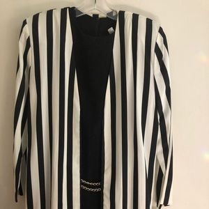 Jessica Howard Black and White Striped Dress